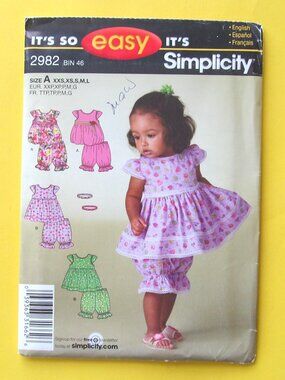 Simplicity sewing pattern 2982 Baby summer outfit